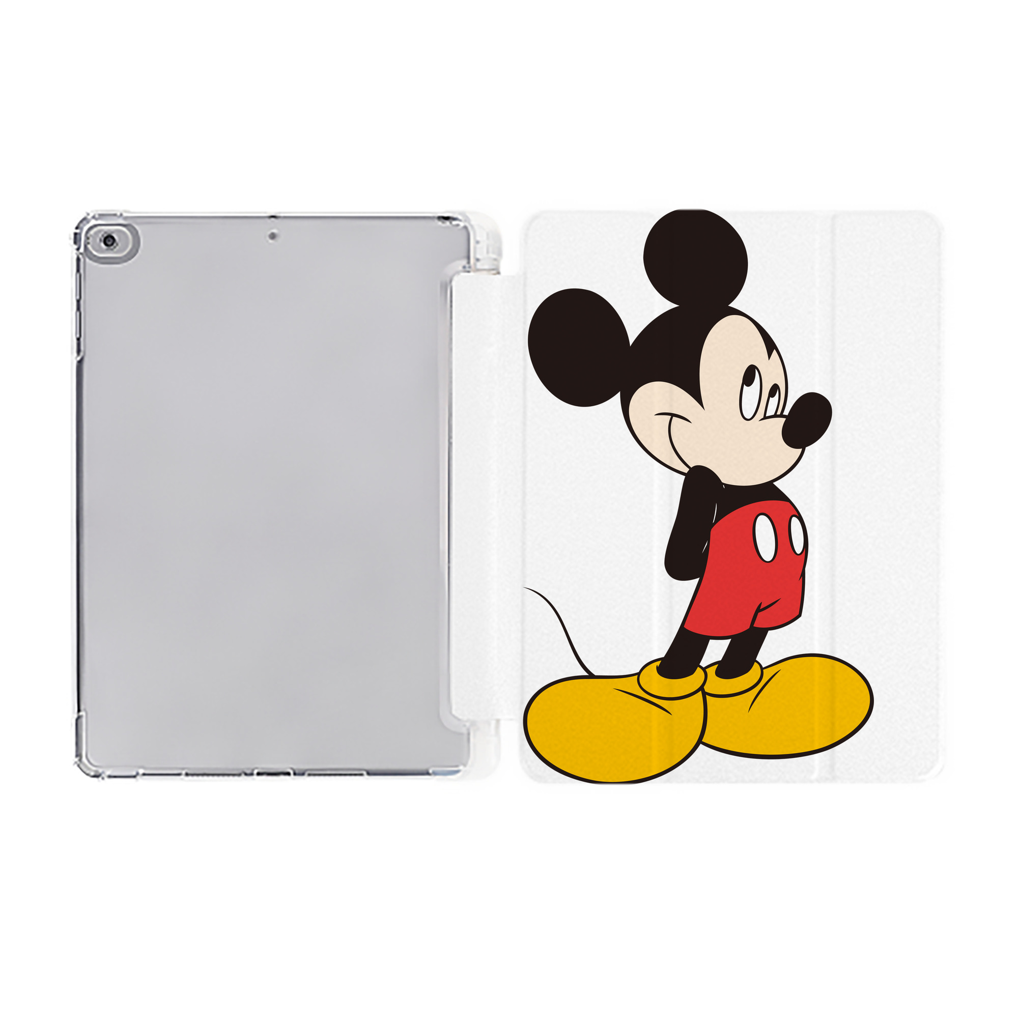 ミッキーマウス Mickey Mouse IPad ケース ペン収納付き 三つ折りスタンド PUレザー×シリコン 対応機種9.5/10.5/10.9インチ